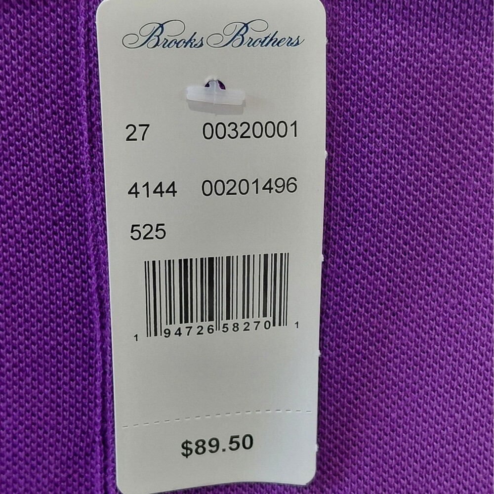 Brooks Brothers 1818 Cotton Knit Slim Fit Polo Shirt Men's XXL Purple Logo NEW! - Picture 5 of 8